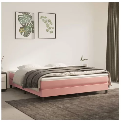  Box spring posteljni okvir roza 140x200 cm žamet
