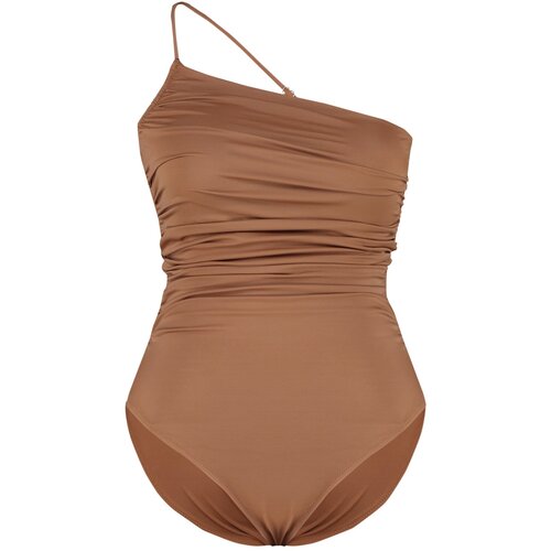 Trendyol Curve Brown One Shoulder Swimsuit Slike