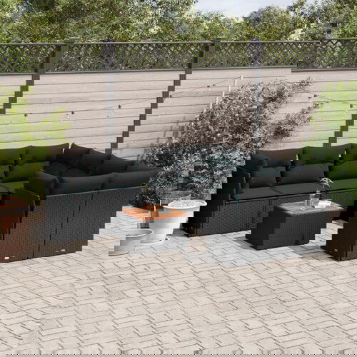 VidaXL 9-dijelni set vrtnih sofa s jastucima crni od poliratana Slike