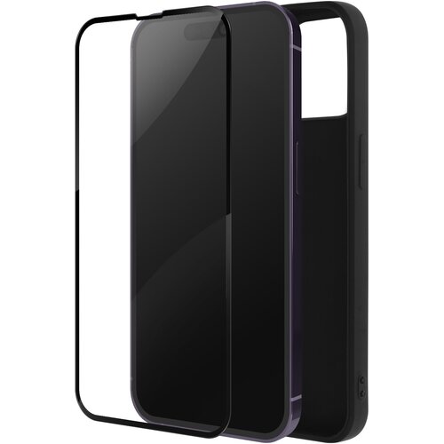 AVIZAR iPhone 14 Pro Max Full Protection, mat crn silikonski ovitek kaljeno steklo 9H crn obris, (20714816) Slike