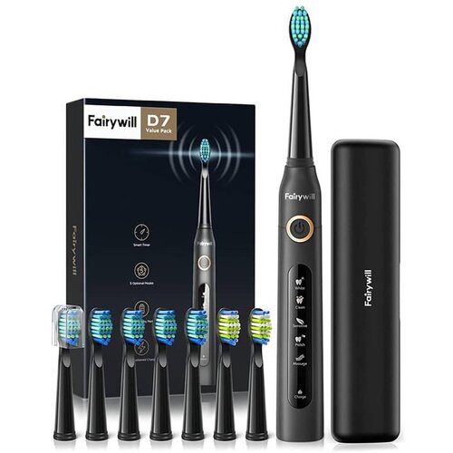 Fairywill FW-507 Plus sonična električna četkica s nastavcima, crna Cijene