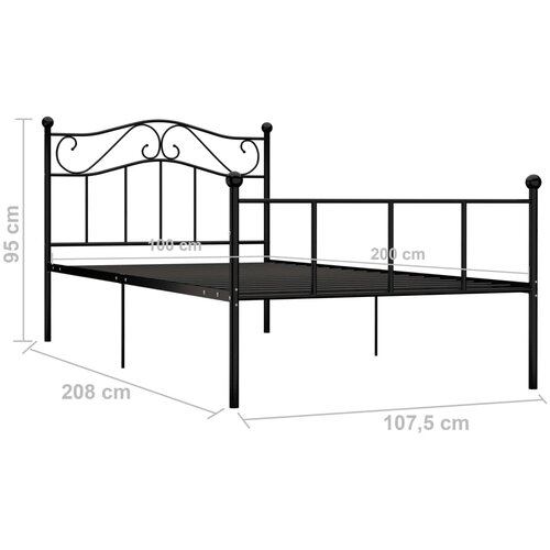  Okvir za krevet crni metalni 100 x 200 cm Slike