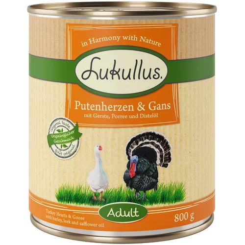 Lukullus 15 % popusta! 24 x 800 g - Adult pureća srca i guska