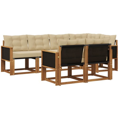 vidaXL Zunanja garnitura za sedenje z blazino 7 pcs Naravna in bež, (5000270493) Cene