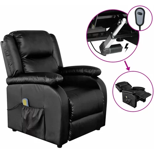 vidaXL električni masažni stol črno umetno usnje