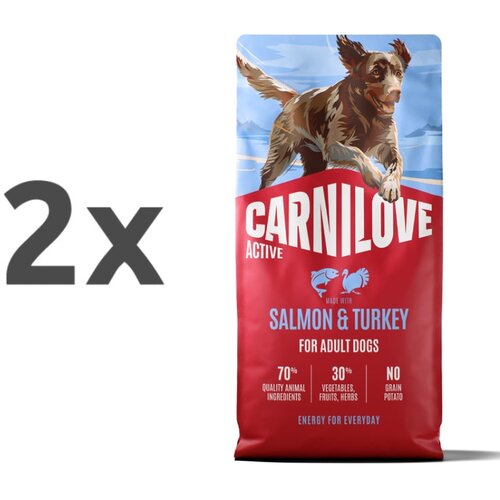 Carnilove Dog Active Adult, briketi - losos in puran 2 x 12 kg Cene