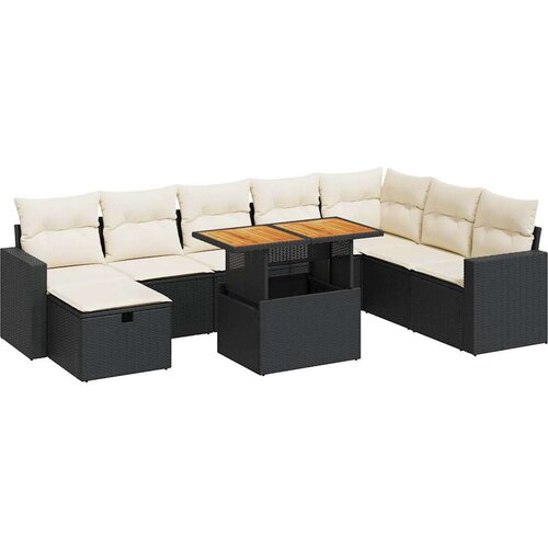 vidaXL 9-dijelni set vrtnih sofa s jastucima crni od poliratana bagrem Cijene