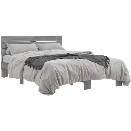 Maison Chic Posteljni okvir - Dvoposteljna postelja - Zakonska postelja siva sonoma 135x190 cm inženirski les in kovina-J15188, (21767107) Slike
