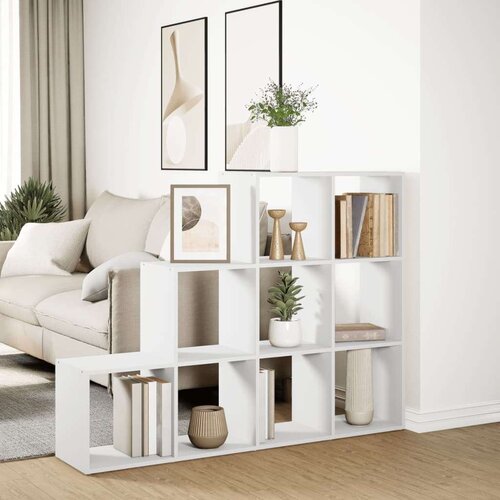 VidaXL Pregrada/regal za knjige 3razina bijeli 137,5x29x103,5cm drveni Slike