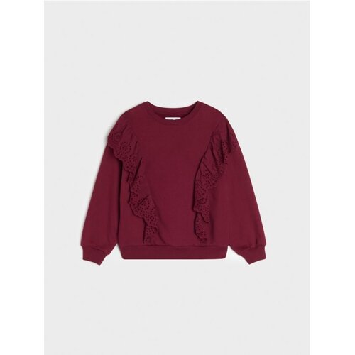 Sinsay Pamučna crewneck majica s ukrasnim volanima Cene