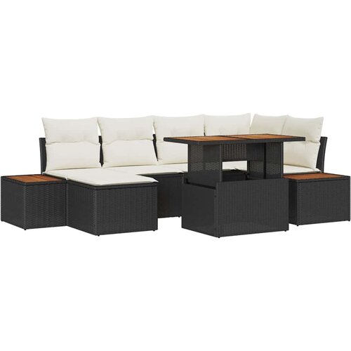 vidaXL Vrtna sedežna garnitura s shranjevanjem 7 pcs Črna Poly ratan, (5000145091) Cene