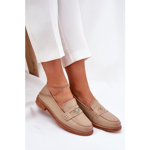 VINCEZA Elegant Women's Loafers Made Of Natural Leather Cene
