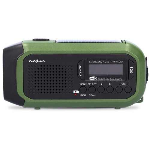 Nedis RDDBCR2000GN-Radio DAB+/FM sa ručnim navijanjem, solarnim panelom i LED osvetljenjem, 5V/2500 mAh Slike