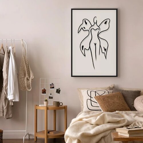  Slika - Butterfly Woman (1 Part) Vertical 80x120 U crnom drvenom okviru Slike