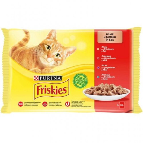 Purina FRISKIES Vlažna hrana za mačke - Multipack sos govedina 4x85g Slike