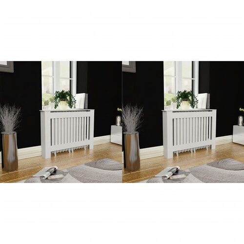 vidaXL Pokrovi za radiatorje 2 kosa MDF 112 cm beli Cene