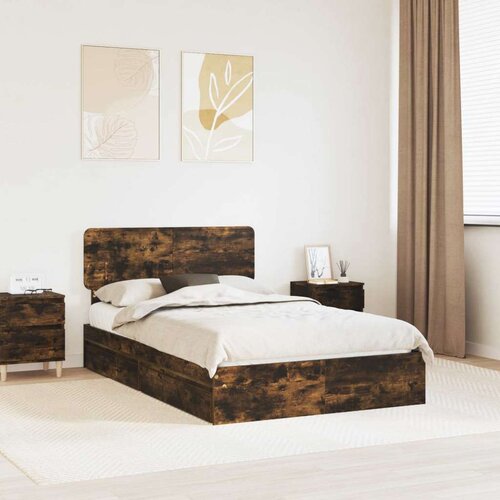  Krevet s od storage s uzglavljem Dimljeni hrast 135 x 190 cm Cene