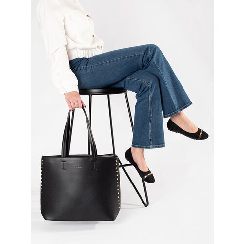 Shelvt Large black studded shopper bag Cene