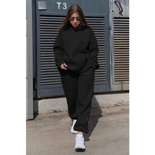Madmext Oversized Women's Tracksuit Set, Black With Hoodie Cene