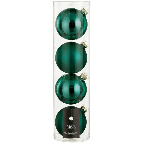 Mica Decorations Božićne kuglice (Zelene boje, Staklo, Promjer: 10 cm, 4 Kom.) Slike