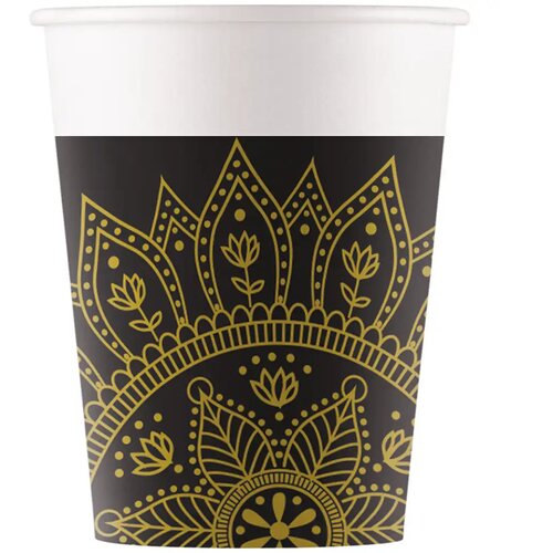 Procos Mandala črno-zlati papirnati kozarci, set 8 kosov, 200 ml Cene