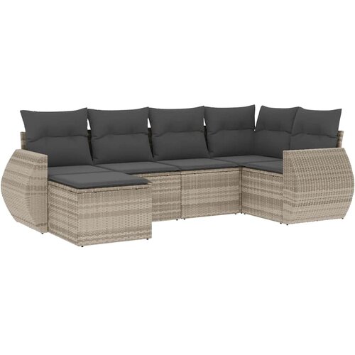  6-dijelni set vrtnih sofa od poliratana s jastucima svjetlosivi Slike