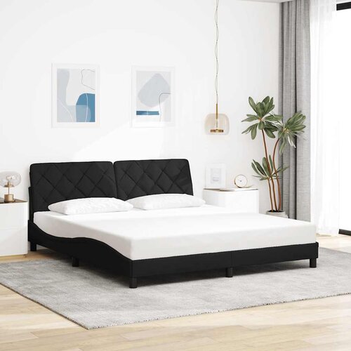  Okvir kreveta bez madraca crni 180x200 cm od tkanine Slike