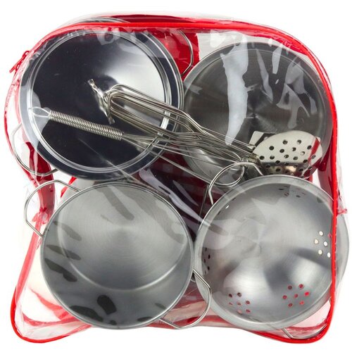  Set kuhinjskog pribora u ruksaku - metalni lonci i žlice, 12 komada Slike