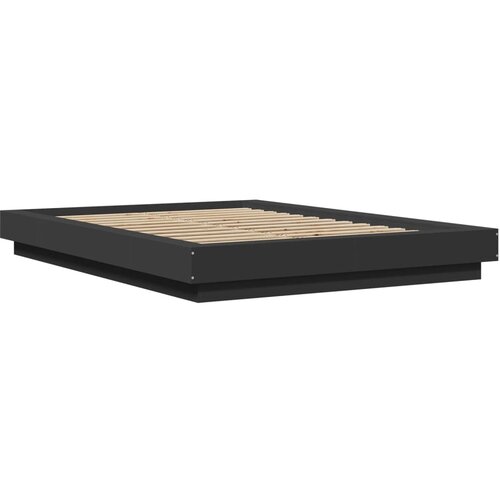 VidaXL Posteljni okvir z LED lučkami črn 135x190 cm inženirski les, (21142435) Slike