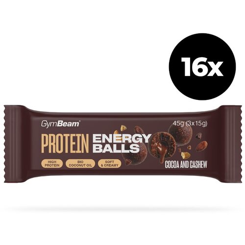 GymBeam Protein energy balls 16 x 45 g cocoa and cashew Slike