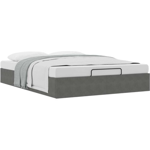  Otoman krevet Tamnosiva 153 x 203 cm Bar&amp;scaron;un - Tamnosiva 152 x 203 cm Slike