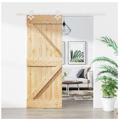 vidaXL Drsna vrata s kompletom vodil 85x210 cm trdna borovin Cene