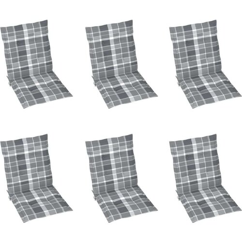 vidaXL Blazine za vrtne stole 6 kosov siv karo vzorec 100x50x3 cm Cene