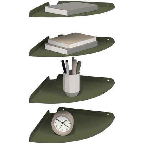  Lebdeća polica s policom 4 pcs Maslinovo zelena 30 x 30 x 2 cm - Maslinovo zelena 30 cm 4 Slike