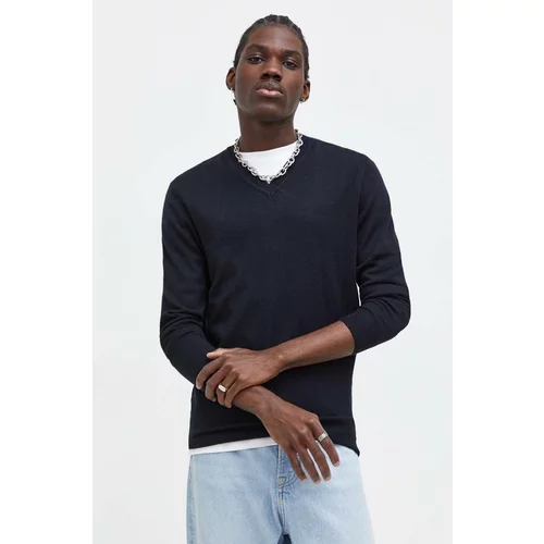 Superdry Vuneni pulover za muškarce, boja: crna, lagani