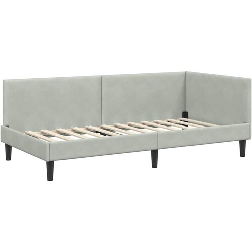 VidaXL Kotna postelja Svetlo siva 90 x 200 cm Samet in sodobno leseno, (5000069511) Slike