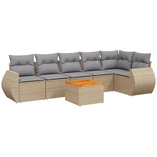  7-dijelni set vrtnih sofa od poliratana s jastucima bež Slike