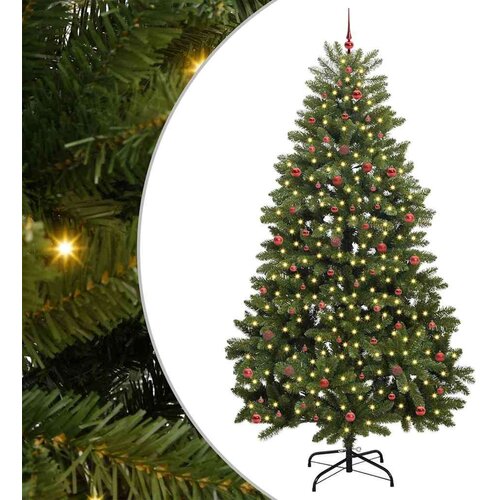 vidaXL Umestno božično drevo z LED lučmi Zelena 300 cm PVC in kovina Cene