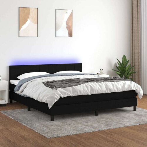  Box spring postelja z vzmetnico LED črna 180x200 cm blago, (20790234) Slike