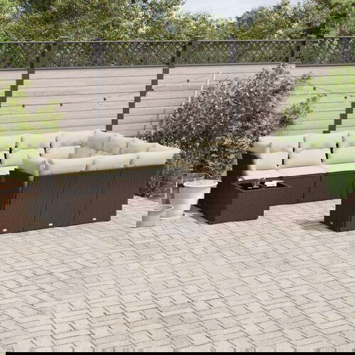  11-dijelni set vrtnih sofa od poliratana s jastucima smeđi Slike