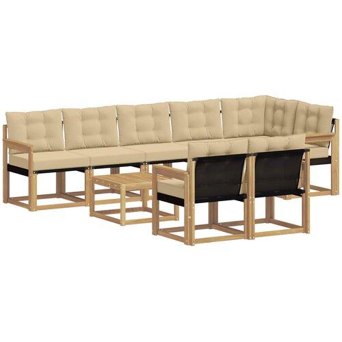 vidaXL Zunanja garnitura za sedenje z blazino 9 pcs Bela in bež, (5000280740) Cene