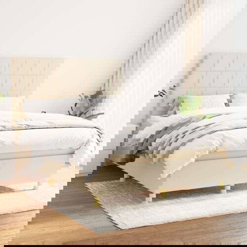  S oprugama i madracem krem 140x200 cm od tkanine Slike