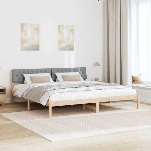  Okvir kreveta s uzglavljem Smeđa i svijetlo siva 200 x 200 cm Slike