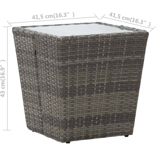 Stolić za čaj sivi 41,5x41,5x43cm poliratana od kaljenog stakla Slike