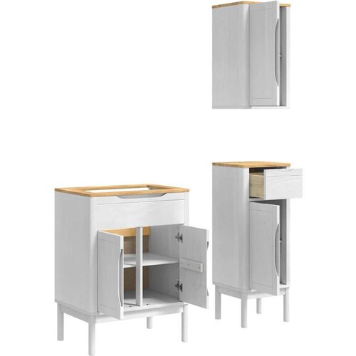  Set namje&amp;scaron;taja za kupaonicu 3 pcs Bijelo Čvrsto borovo drvo Slike