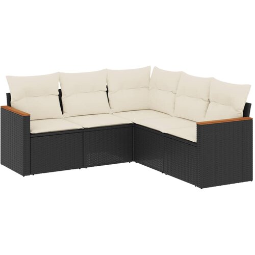 Maison Chic Seti vrtnega pohi&amp;scaron;tva - Vrtna garnitura - Vrtni pohi&amp;scaron;tvo set 5-delna z blazinami črn poli ratan, (21815866) Slike