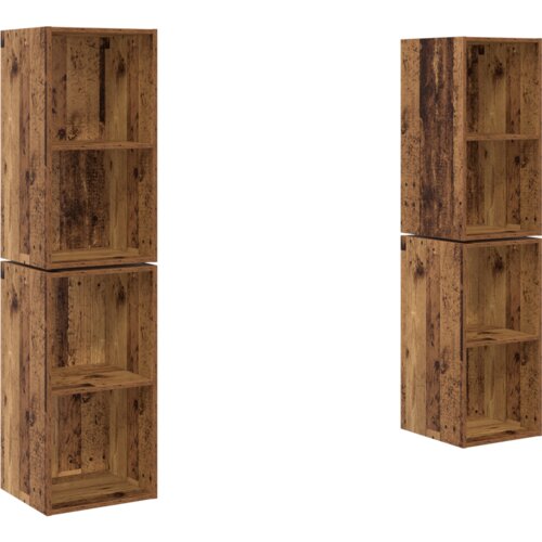 vidaXL TV Kabinet za Zid 4 pcs Staro drvo 37 x 37 x 72 cm Cene