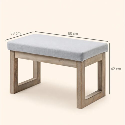  Tabure za noge u skandinavskom dizajnu tabure oslonac za noge 68 cm x 38 cm x 42 cm siva + prirodna Slike