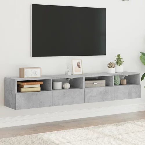  Zidni TV ormarići 2 kom siva boja betona 80 x 30 x 30 cm drveni