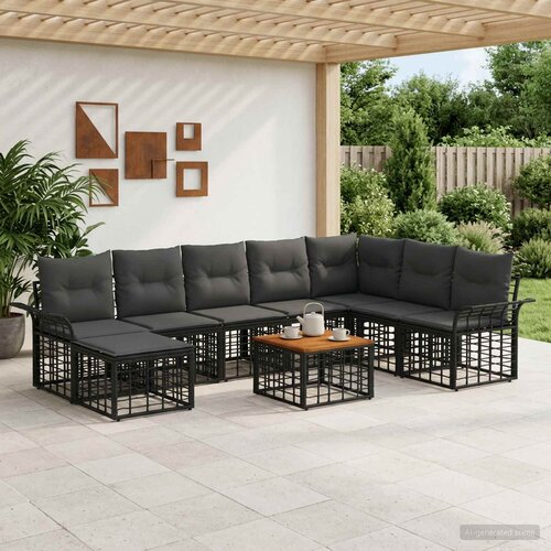  Set vanjskih sofa 9 kom. Crna i tamno siva Poliester Cene